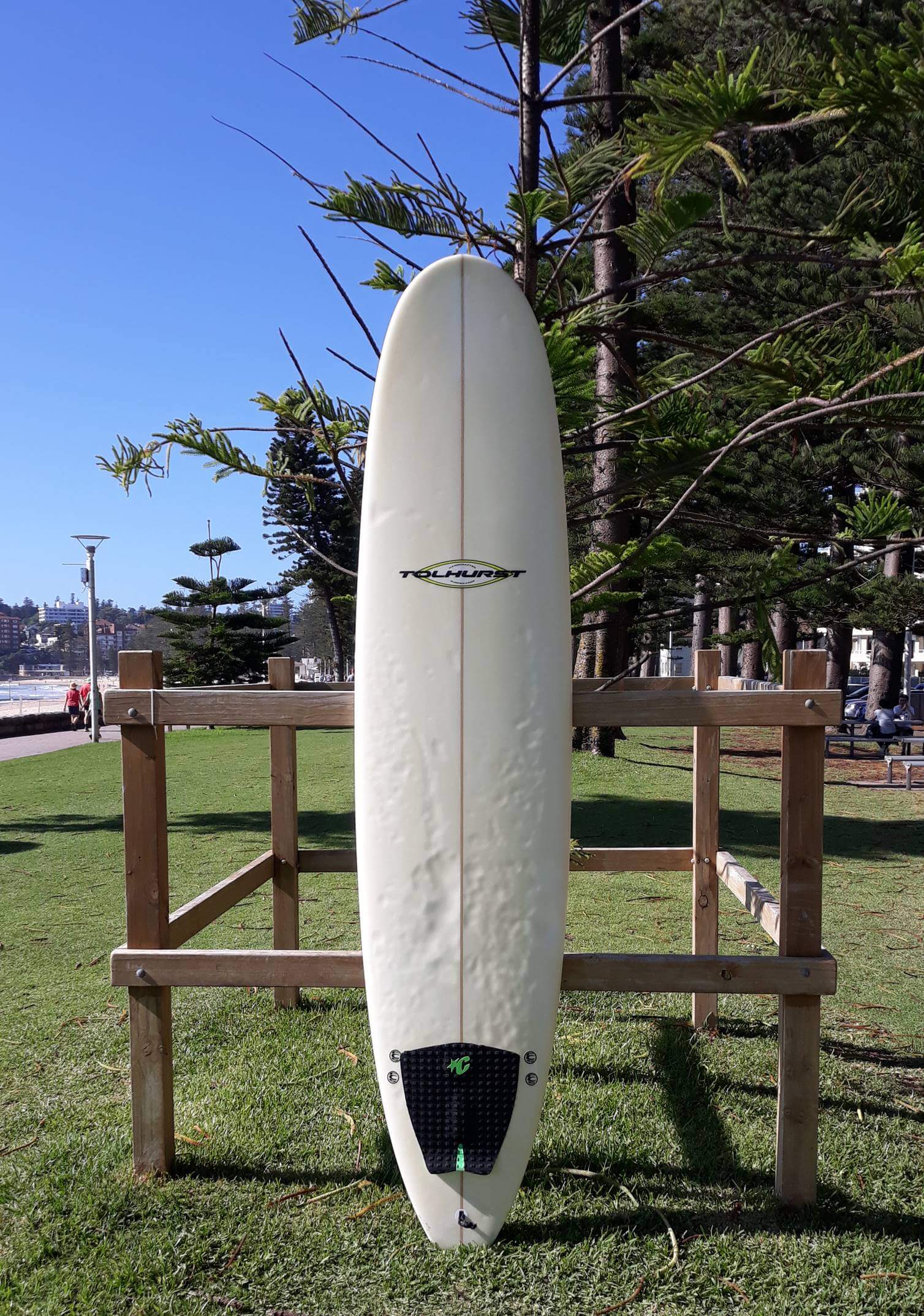 SOLD – 8′ 1″ TOLHURST Mid Length 2+1 Surfboard
